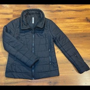 Fabletics Black Zip-Up Light Puffer Jacket Medium